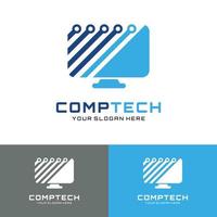 schermo computer tech, riparazione, servizi logo illustrazione vettoriale