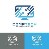 schermo computer tech, riparazione, servizi logo illustrazione vettoriale