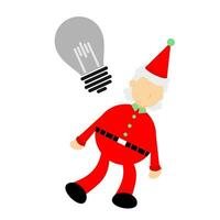 Natale rosso Santa Claus con morto idea lampadina lampada cartone animato scarabocchio piatto design stile vettore illustrazione