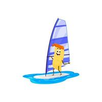 cartone animato allegro Lasagna pasta windsurf gli sport vettore