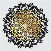 fiore mandala nero e oro vettore