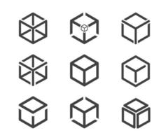 collezione di scatole, modelli di linee con forme diverse, sketsa del logo della scatola vettore
