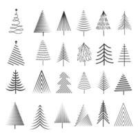 Natale albero impostare. Natale albero silhouette impostato mano disegnato illustrazione su bianca sfondo vettore