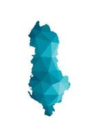 vettore isolato illustrazione icona con semplificato blu silhouette di Albania carta geografica. poligonale geometrico stile, triangolare forme. bianca sfondo.