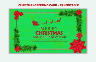pendenza attività commerciale Natale carte modello, saluto carta Natale modello, Natale e nuovo anno carta modificabile illustrazione con fiore e le foglie vettore