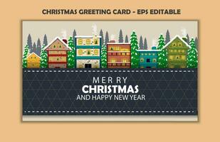 pendenza attività commerciale Natale carte modello, saluto carta Natale modello, Natale e nuovo anno carta modificabile illustrazione vettore