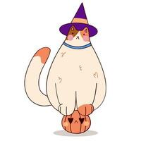 Halloween vettore sfondo design.felice Halloween con carino gatto e zucca.vettore illustrazione