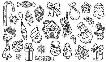 set di elementi di design natalizio in doodles style.vector illustration vettore