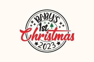 del bambino primo Natale 2024 eps Natale maglietta design vettore