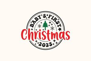 del bambino primo Natale 2024 eps Natale maglietta design vettore