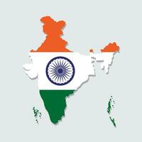 India carta geografica con bandiera colore. nazionale carta geografica di India vettore illustrazione.
