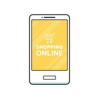 shopping in linea logo design. shopping in linea logo su inteligente Telefono. vettore