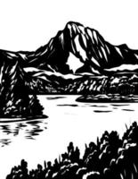 Parco nazionale del Grand Teton a Jackson Hole Wyoming usa wpa arte in bianco e nero vettore