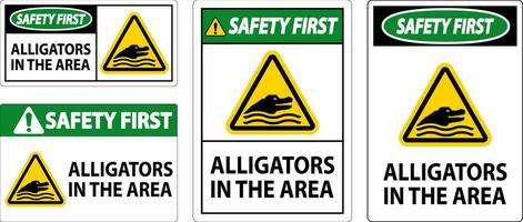sicurezza primo alligatori nel il la zona cartello vettore