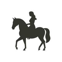 ragazza groppa equitazione icona su bianca sfondo - semplice vettore illustrazione icona su bianca sfondo - semplice vettore illustrazione
