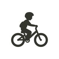 un' giovane ragazzo Ciclismo icona su bianca sfondo - semplice vettore illustrazione