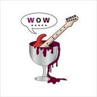 elettrico chitarra nel un' vino bicchiere. illustrazione di musica e stile di vita concetti. chitarra design per un' maglietta vettore
