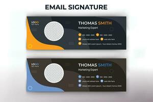 design minimalista del modello di firma e-mail o piè di pagina e-mail e copertina personale dei social media vettore