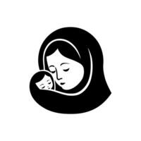 madre e bambino cura icona su bianca sfondo vettore