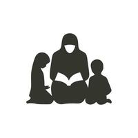un' famiglia lettura il Corano icona - semplice vettore illustrazione