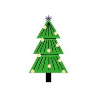 vettore decorato nuovo anno albero moderno cartone animato Natale abete con natale nuovo anno decorazioni, illustrazione