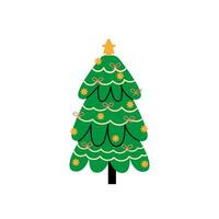vettore decorato nuovo anno albero moderno cartone animato Natale abete con natale nuovo anno decorazioni, illustrazione