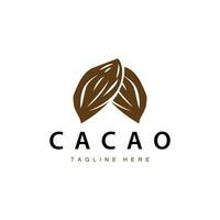 cioccolato fagiolo logo, cioccolato pianta design con semplice seme foglia e stelo concetto, per attività commerciale il branding vettore