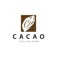 cioccolato fagiolo logo, cioccolato pianta design con semplice seme foglia e stelo concetto, per attività commerciale il branding vettore