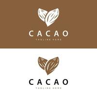 cioccolato fagiolo logo, cioccolato pianta design con semplice seme foglia e stelo concetto, per attività commerciale il branding vettore