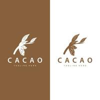 cioccolato fagiolo logo, cioccolato pianta design con semplice seme foglia e stelo concetto, per attività commerciale il branding vettore