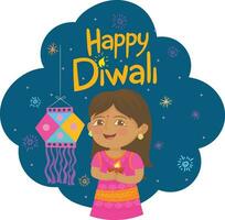 contento Diwali indù illustrazione con fuochi d'artificio sfondo per leggero Festival di India vettore