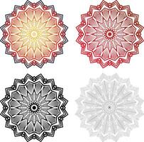 collezione di spikey fiore piace sole mandala ornamentale decorazione modello vettore. impostato di isolato tagliare su africano floreale alcanna modello nel nero e bianca schema per colorazione libro. vettore