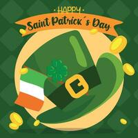 tradizionale cappello con irlandesi bandiera contento santo patrick giorno manifesto vettore illustrazione