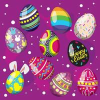 impostato di diverso realistico Pasqua uova vettore illustrazione
