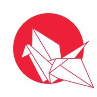 isolato origami gru animale Giappone vettore illustrazione