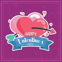 Cupido freccia con Due cuore forme San Valentino giorno manifesto vettore illustrazione