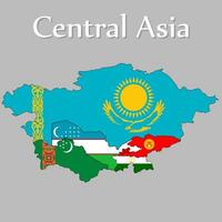 centrale Asia carta geografica visualizzato come il nazionale bandiera di ogni nazione. vettore