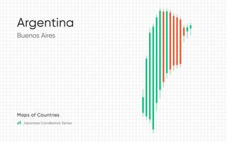 argentina carta geografica è mostrato nel un' grafico con barre e Linee. giapponese candeliere grafico serie vettore