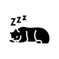 addormentato orso dormire notte glifo icona vettore illustrazione