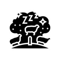 conteggio pecora dormire notte glifo icona vettore illustrazione