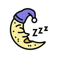 addormentato Luna dormire notte colore icona vettore illustrazione