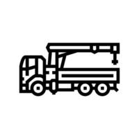 boom camion costruzione veicolo linea icona vettore illustrazione