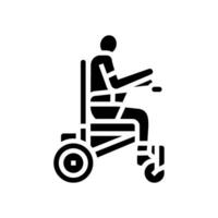 sedia a rotelle mobilità professionale terapista glifo icona vettore illustrazione