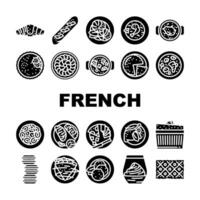francese cucina cibo pasto icone impostato vettore