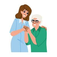 Salute geriatrico cura anziano paziente vettore