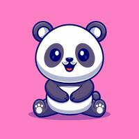 carino panda seduta cartone animato vettore icona illustrazione animale natura icona concetto isolato