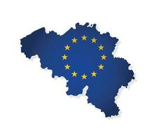 vettore illustrazione con isolato carta geografica di membro di europeo unione - Belgio. belga concetto decorato di il Unione Europea bandiera con giallo stelle su blu sfondo