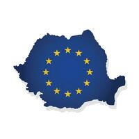 vettore illustrazione con isolato carta geografica di membro di europeo unione - Romania. concetto decorato di il Unione Europea bandiera con giallo stelle su blu sfondo. moderno design