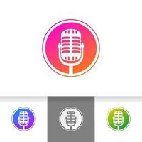 microfono microfono illustrazione vettoriale per podcast o karaoke logo emblema