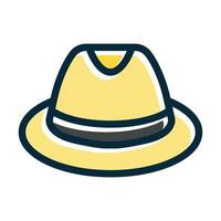 Panama cappello vettore di spessore linea pieno buio colori